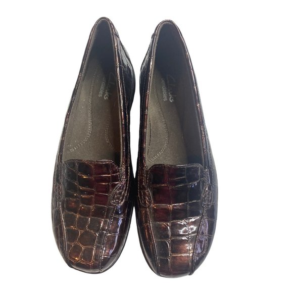 Clarks bendables brown faux croc slip on loafer size 7M - Picture 5 of 7